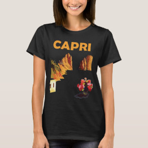 Capri Italië Kustkliffen Retro Reis T-Shirt