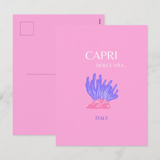 Capri, Italië, Preppy, Roze Feestdagenkaart (Voorkant / Achterkant)