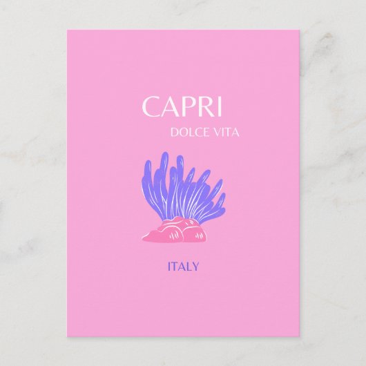 Capri, Italië, Preppy, Roze Feestdagenkaart (Voorkant)