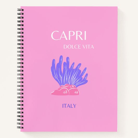 Capri, Italië, Preppy, Roze Notitieboek (Voorkant)