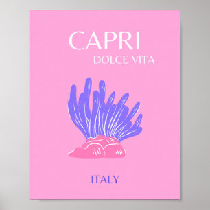 Capri, Italië, Preppy, Roze Poster