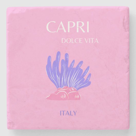 Capri, Italië, Preppy, Roze Stenen Onderzetter (Voorkant)