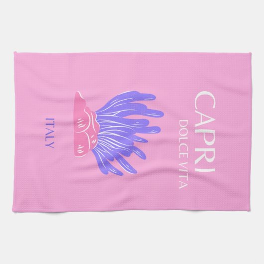 Capri, Italië, Preppy, Roze Theedoek (Horizontaal)