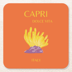Capri, Italië, Reis, Preppy, Oranje Kartonnen Onderzetters