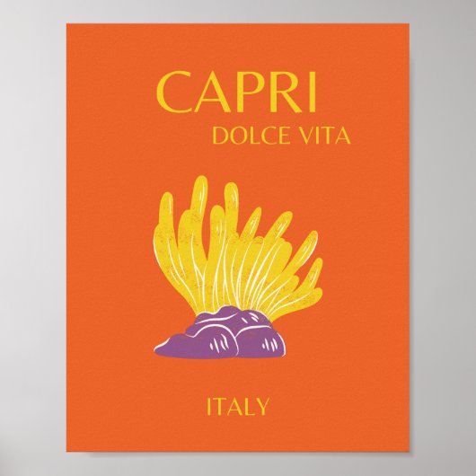 Capri, Italië, Reis, Preppy, Oranje Poster (Voorkant)