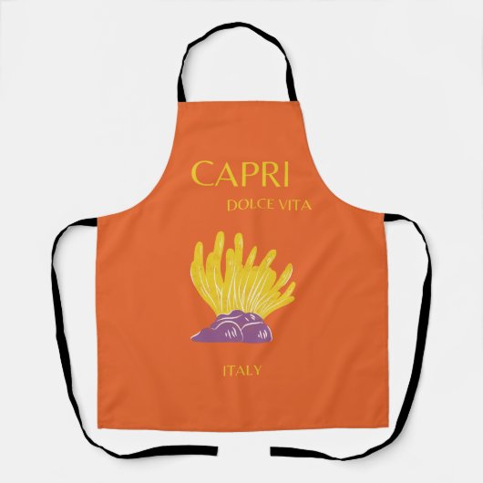 Capri, Italië, Reis, Preppy, Oranje Schort (Voorkant)