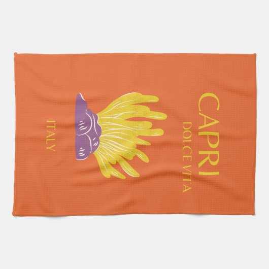 Capri, Italië, Reis, Preppy, Oranje Theedoek (Horizontaal)