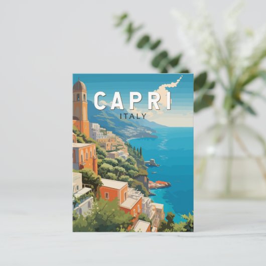 Capri Italië Reizen Kunst Vintage Briefkaart (Staand voorkant)