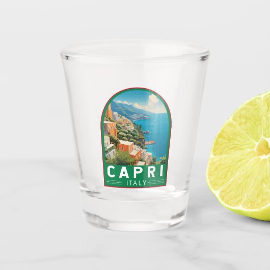 Capri Italië Reizen Kunst Vintage Shot Glas (Voorkant)