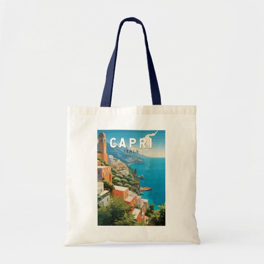 Capri Italië Reizen Kunst Vintage Tote Bag (Voorkant)