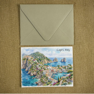 Capri Italië Reizen Waterverf Minimalistisch Reize Briefkaart
