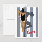 Capri Italië Retro Geïnspireerd Vakantie Reizen Briefkaart (Voorkant / Achterkant)