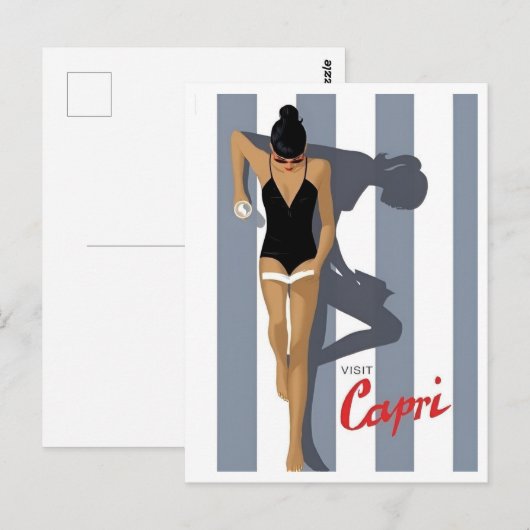 Capri Italië Retro Geïnspireerd Vakantie Reizen Briefkaart (Voorkant / Achterkant)