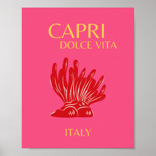 Capri, Italië, roze Poster