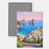 Capri Italië Schilderen Magneet (Voorkant / Achterkant)