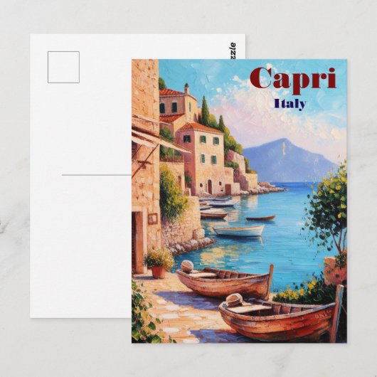  Capri Italië Travel Briefkaart – Retro Medite (Voorkant / Achterkant)