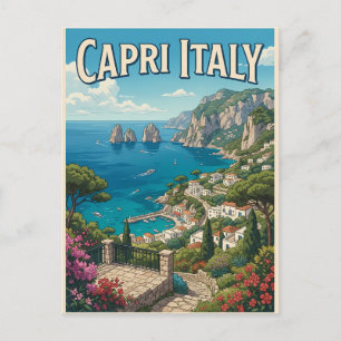 Capri Italië Vintage Anime Reis Poster Briefkaart