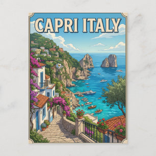 Capri Italië Vintage Anime Reisposter Briefkaart