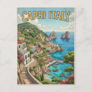 Capri Italië Vintage Anime Reisposter Briefkaart