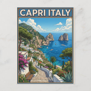 Capri Italië Vintage Anime Reisposter Briefkaart