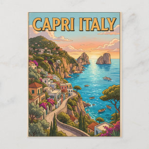 Capri Italië Vintage Anime Reisposter Briefkaart