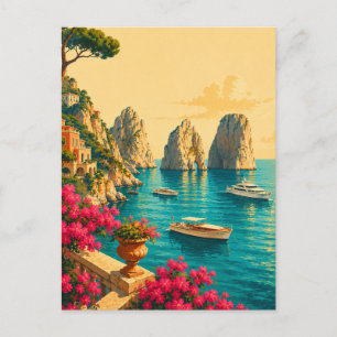 Capri Italië Vintage Reis Faraglioni Zee Stacks Briefkaart