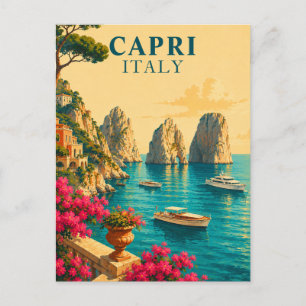 Capri Italië Vintage Reis Faraglioni Zeestapels Briefkaart
