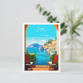 Capri Italië vintage reisillustratie Briefkaart (Staand voorkant)