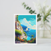 Capri Italië vintage reisillustratie Briefkaart (Staand voorkant)