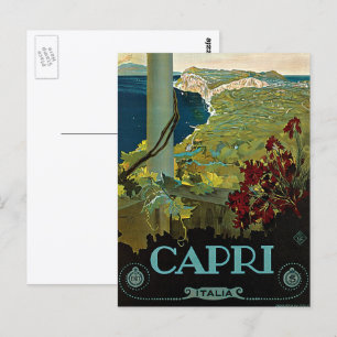 Capri, Italië, Vintage Reisposter Kunst Italia Briefkaart