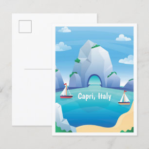 Capri Italië Vintage Travel Illustratie Briefkaart