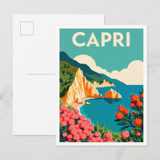 Capri Italy Art vintage Travel Briefkaart (Voorkant / Achterkant)