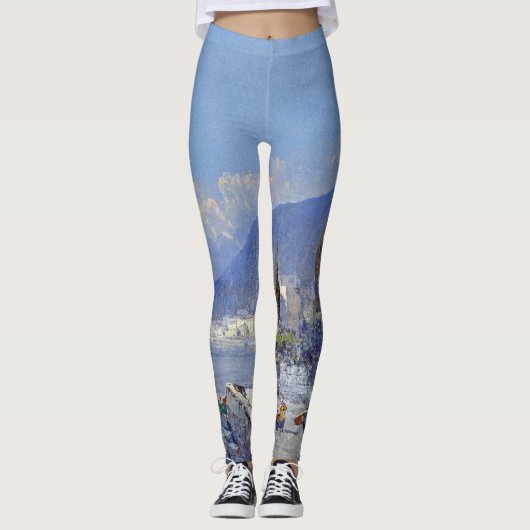 Capri Italy Flowers Ocean All Over Print Leggings (Voorkant)