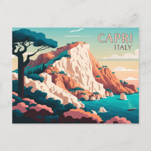 Capri Italy Lemons Mediterranean Island Retro Briefkaart