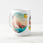 Capri Italy Lemons Mediterranean Island Retro Koffiemok (Voorkant links)