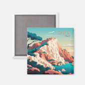 Capri Italy Lemons Mediterranean Island Retro Magneet (Voorkant / Achterkant)