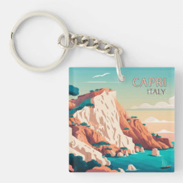 Capri Italy Lemons Mediterranean Island Retro Sleutelhanger