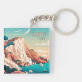Capri Italy Lemons Mediterranean Island Retro Sleutelhanger (Achterkant)