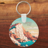 Capri Italy Lemons Mediterranean Island Retro Sleutelhanger (Voorkant)