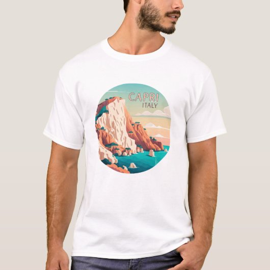 Capri Italy Lemons Mediterranean Island Retro T-shirt (Voorkant)