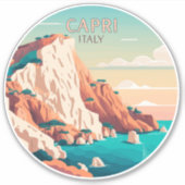 Capri Italy Lemons Mediterranean Retro Squa Sticker (Voorkant)