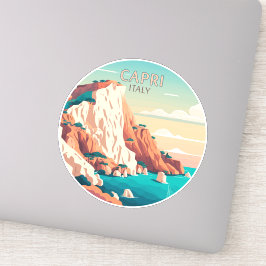 Capri Italy Lemons Mediterranean Retro Squa Sticker