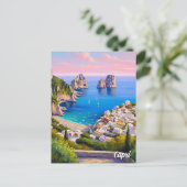 Capri Italy Paiinting Briefkaart (Staand voorkant)