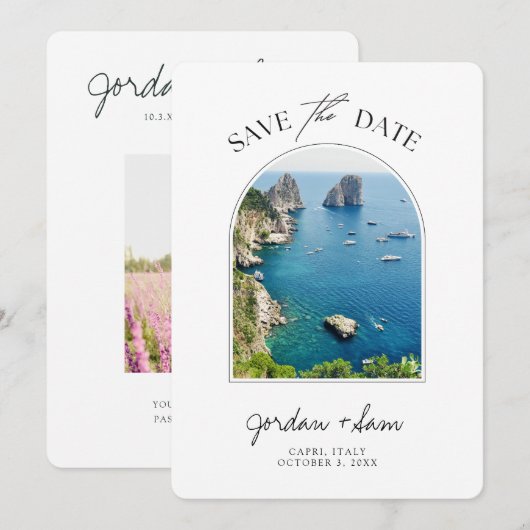 Capri Italy Wedding Save the Date Kaart (Voorkant / Achterkant)