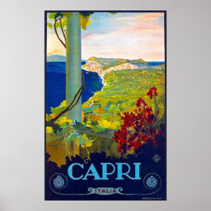 Capri, kustlijn, zee, Italië, Italiaanse riviera Poster