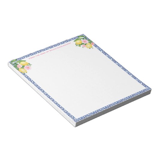  Capri Lemons Blue Tiles | van de bureau van Notitieblok (Schuin)