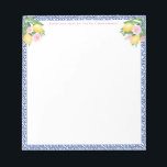 Capri Lemons Blue Tiles | van de bureau van Notitieblok<br><div class="desc">Een zeer  en decoratief notitieblok dat past bij mijn populaire citroenen/roze / blauwe tegels bridale en baby shower-uitnodigingsreeks.</div>
