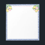 Capri Lemons Blue Tiles | van de bureau van Notitieblok<br><div class="desc">Een zeer  en decoratief notitieblok dat past bij mijn populaire citroenen/roze / blauwe tegels bridale en baby shower-uitnodigingsreeks.</div>