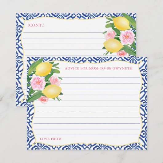 Capri Lemons Roze Bloemen Advies voor Moeder-aanst Kaart (Voorkant / Achterkant)
