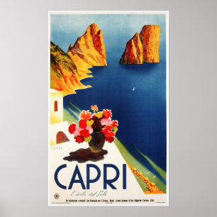 CAPRI NAPLEEGT ITALIË Reisposter Vintage Art Deco Poster